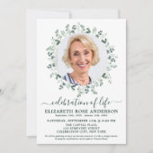 優雅な人生の祝い ユーカリの写真 招待状 (正面)