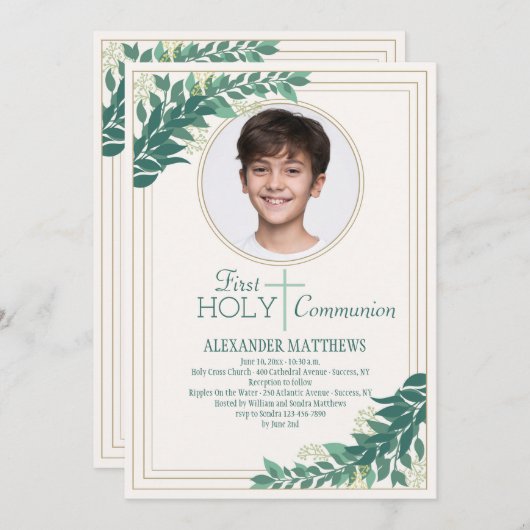 優雅な写真宗教的 招待状 (正面/裏面)