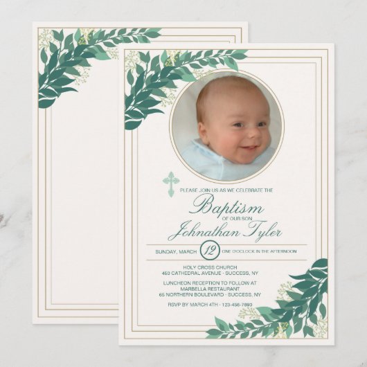 優雅な写真宗教的 招待状 (正面/裏面)