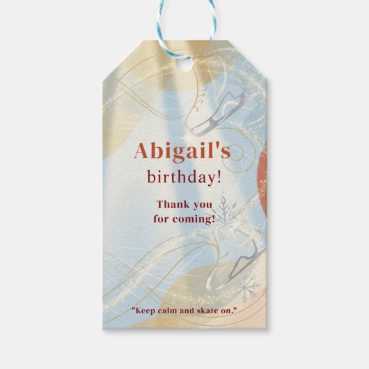 優雅な冬のアイススケートの誕生日 ギフトタグ (正面)