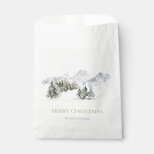 優雅な冬の山のクリスマス フェイバーバッグ (正面)