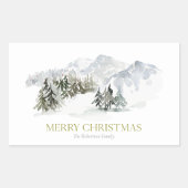 優雅な冬の山のクリスマス 長方形シール (正面)