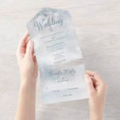 優雅な冬の結婚式のスノーフレーク スクリプト オールインワン招待状 (貼ってはがせる)
