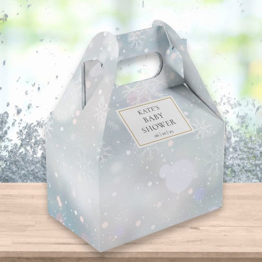優雅な初冬の雪の結晶 ベビーシャワー フェイバーボックス