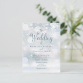 優雅な初雪の冬の結婚式 インビテーションポストカード (スタンド正面)