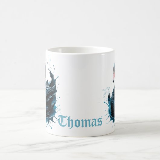 優雅な動き、黒い白鳥。 コーヒーマグカップ (中央)