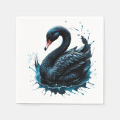 優雅な動き、黒い白鳥 スタンダードカクテルナプキン (正面)