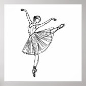 優雅な動き – Ballerina Line Art ポスター (正面)