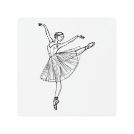 優雅な動き – Ballerina Line Art メタルプリント