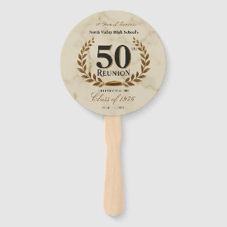 優雅な卒業50周年記念マーブルゴールド月桂樹ハンド ハンドファン
