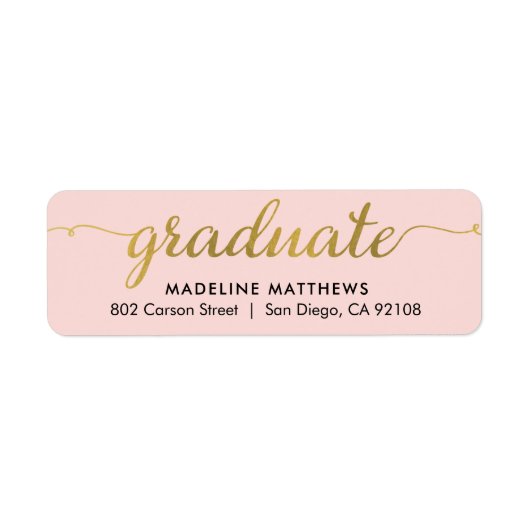 優雅な台本卒業差出人住所ラベル ラベル (正面)