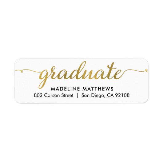 優雅な台本卒業差出人住所ラベル ラベル (正面)