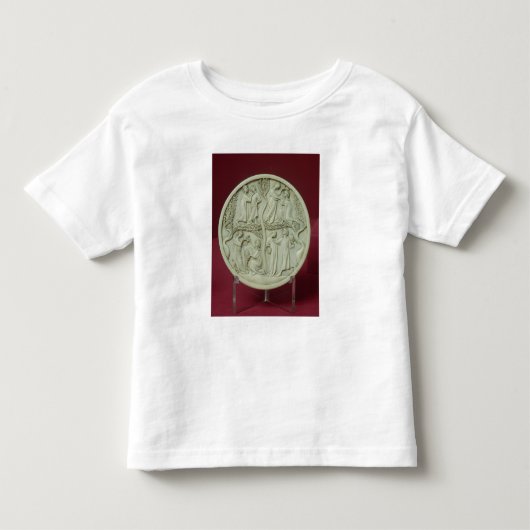 優雅な場面、c.1320-30を描写する鏡の箱 トドラーTシャツ (正面)