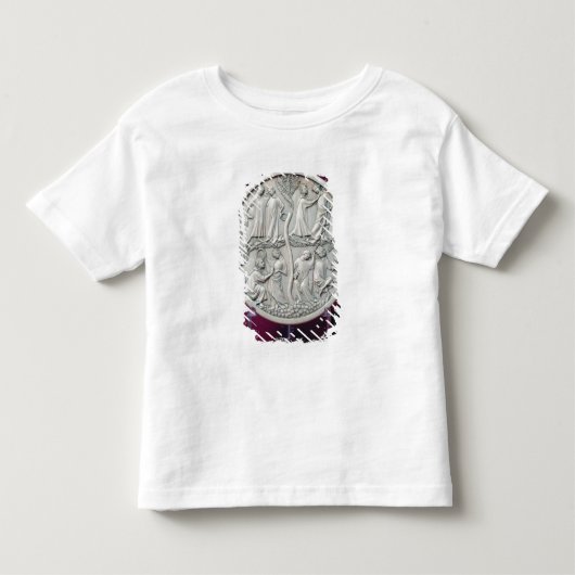 優雅な場面、c.1320-30を描写する鏡の箱 トドラーTシャツ (正面)