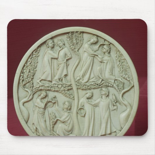 優雅な場面、c.1320-30を描写する鏡の箱 マウスパッド (正面)