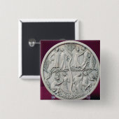 優雅な場面、c.1320-30を描写する鏡の箱 缶バッジ (正面&裏面)