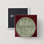 優雅な場面、c.1320-30を描写する鏡の箱 缶バッジ (正面&裏面)