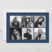 優雅な大学院海軍12フォトコラージュ卒業 案内状 (裏面)