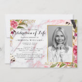 優雅な大理石 ローズ ブラッシュ ライフセレブレーション 招待状 (正面)