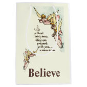 優雅な天使をもたらす心地よいことわざの水色 ミディアムペーパーバッグ (正面)