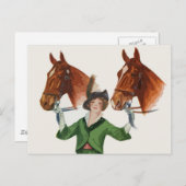 優雅な女性と馬たち ポストカード (正面/裏面)