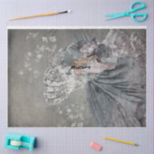 優雅な女性の肖像画 花の扇子 薄葉紙 (クラフト)