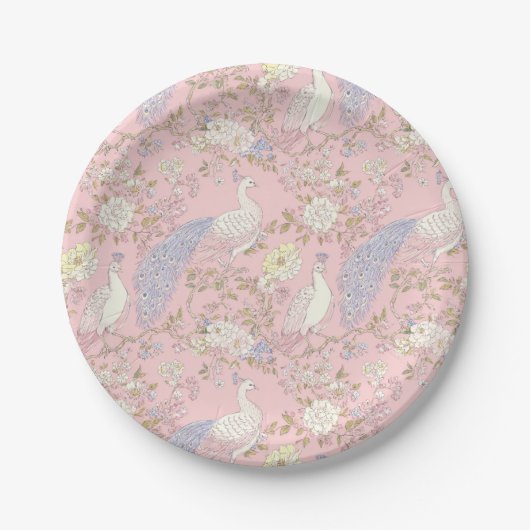 優雅な孔雀の装飾 紙皿 (正面)