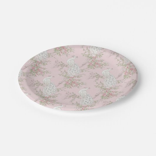 優雅な孔雀の装飾 紙皿 (アングル)