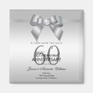 優雅な宝石の弓及びリボン第60の結婚記念日 マグネット