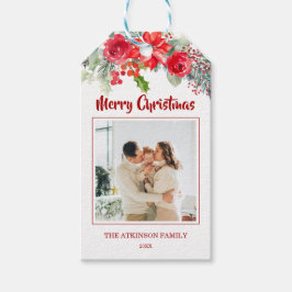 優雅な家族写真のクリスマス ギフトタグ