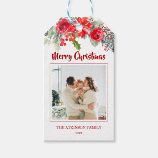 優雅な家族写真のクリスマス ギフトタグ
