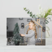 優雅な平和のクリスマスカード スプリュースグリーン 4枚の写真付き シーズンカード (スタンド正面)