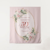 優雅な庭園の花柄 50歳の誕生日背景 タペストリー (正面)