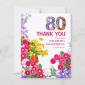 優雅な庭園デザインの80歳の誕生日お祝い サンキューカード (正面)
