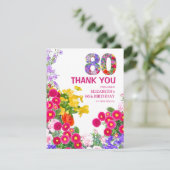 優雅な庭園デザインの80歳の誕生日お祝い サンキューカード (スタンド正面)