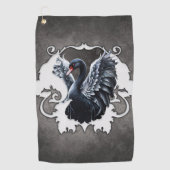 優雅な影の中で:黒い白鳥。 ゴルフタオル (正面)