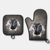 優雅な影の中で:黒い白鳥。 鍋つかみ&鍋敷きセット (正面)