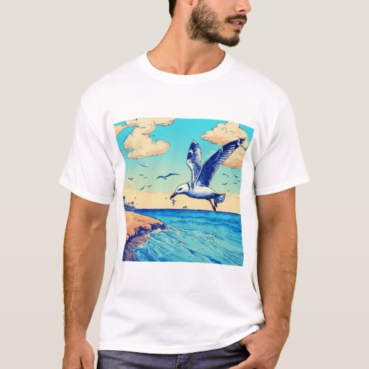優雅な旅が続くスカイバインドのカモメ» Tシャツ (正面)