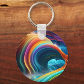 優雅な明るい虹の滝 キーホルダー (裏面)