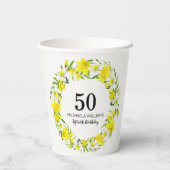 優雅な春の水仙の花の50歳の誕生日パーティー 紙コップ (裏面)