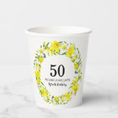 優雅な春の水仙の花の50歳の誕生日パーティー 紙コップ (正面)