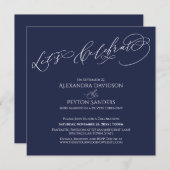 優雅な書道で祝おう ネイビーの歓迎会を 招待状 (正面/裏面)
