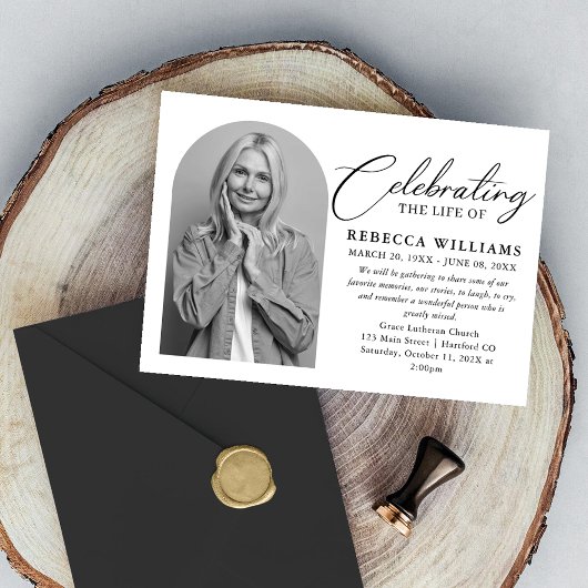 優雅な書道による人生の祝いと追悼 招待状