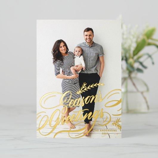 優雅な書道の季節の挨 箔シーズンカード (立ち正面)