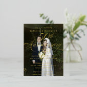 優雅な書道 50周年パーティー 箔招待状ポストカード (立ち正面)