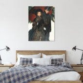 優雅な服を着たカップル、傘、雪の古い時間 キャンバスプリント (インサイチュ (寝室))