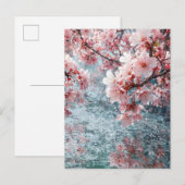 優雅な桜の水辺ウェディングインビテーション - シリーズ ポストカード (正面/裏面)