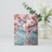 優雅な桜の水辺ウェディングインビテーション - シリーズ ポストカード (スタンド正面)