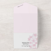 優雅な桜の花の水彩画ハンドペイント オールインワン招待状 (外側)