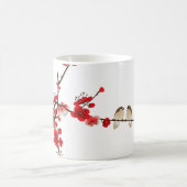 優雅な梅の花と鳥のクラシックマグカップ コーヒーマグカップ (中央)